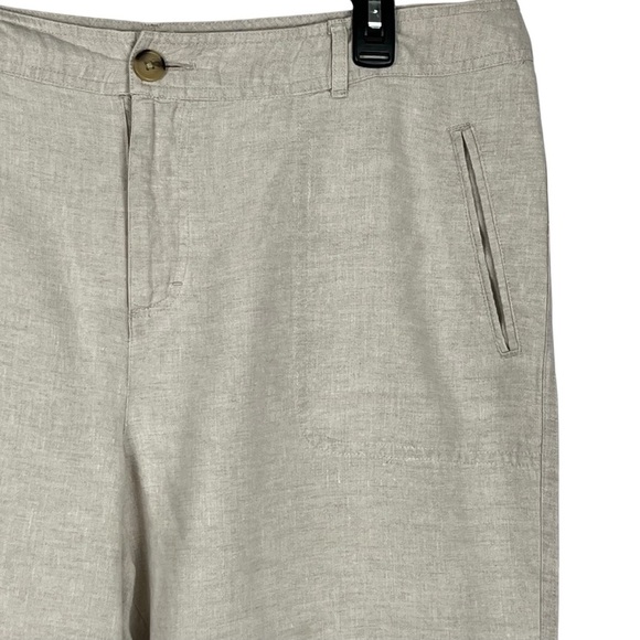Cherokee Khaki 100% Linen Cropped Pants Lightweight & Versatile Size 18 - Picture 5 of 12